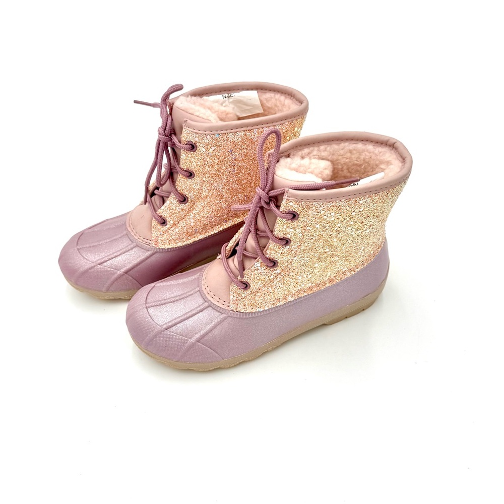 Wonder Nation Duck Winter Boots Color Pink/purple Size 3 Lace Up Glitter NWOT